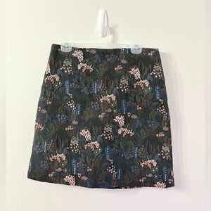 ANN TAYLOR Navy Embroidered Night Garden A-Line Skirt Womens 10 Office Floral